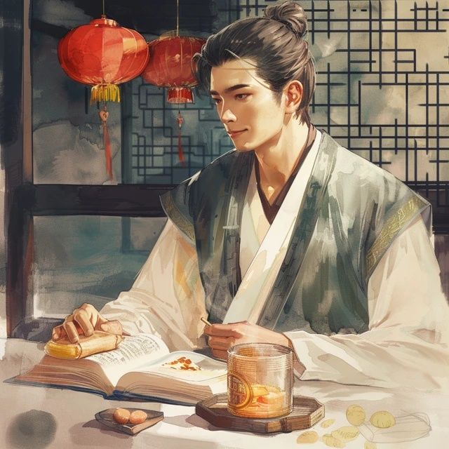 
1. 白居易筆下的夜宴隨筆，與友共享美味，心滿意足而眠。