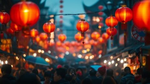 夜色中的美食與文化相融合的荊州大賽巷夜市。