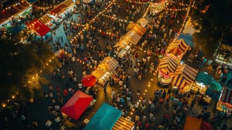 漪汾街吾悅廣場開業(yè)盛況人山人海，排隊(duì)等位，露天小吃街成解圍之地！