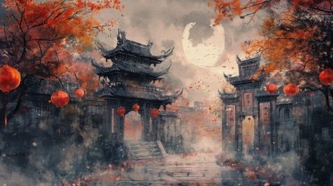 夜幕降臨，華燈初上，斜塘老街如一幅美麗的水墨畫