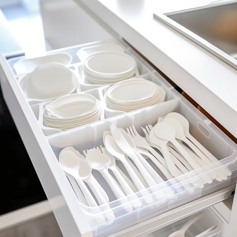 創(chuàng)意家居廚房置物架瀝水刀架調味罐筷子筒四件套抽屜式整理盒