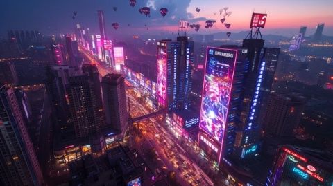 北京路中軸商圈夜經(jīng)濟繁榮，萬象更新，城市成長與發(fā)展矚目