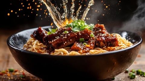 蘇州燜肉面，寬湯少青、一竄頭硬面，靈驗(yàn)！