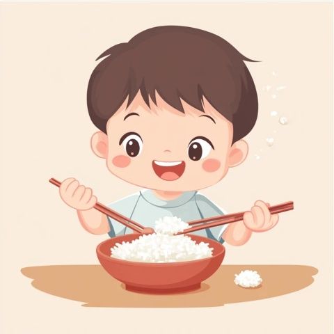 小寶貝一餐三碗飯，食欲旺盛！