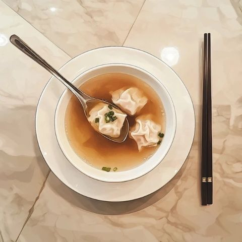 云霄美食水面:清湯餛飩?cè)馔璧耐昝澜Y(jié)合