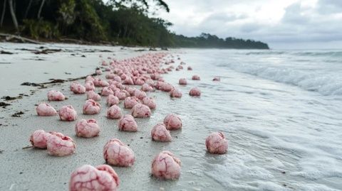 海灘上奇異木頭上的橡膠觸手是什么生物？