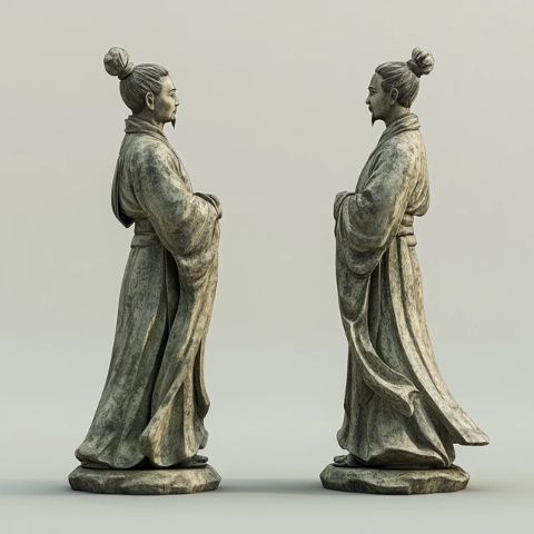 唐仕女俑國學(xué)文化藝術(shù)品古代宮廷生活彩繪騎馬俑一對(duì)兒手工藝品