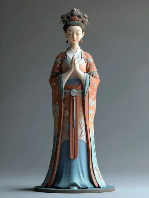 唐仕女俑國學(xué)文化藝術(shù)品古代宮廷生活彩繪騎馬俑一對(duì)兒手工藝品