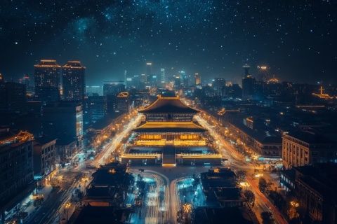 夜幕降臨的呼和浩特振華廣場(chǎng)，周五七點(diǎn)后的小編探訪記