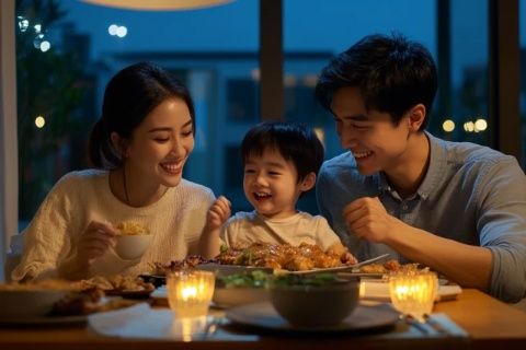 濟(jì)寧萬(wàn)象匯：一家三口的歡樂(lè)美食之夜！