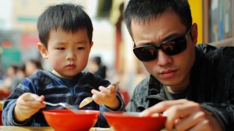 你這小子，想吃什么？先問(wèn)我！在廣東的一家酒樓里