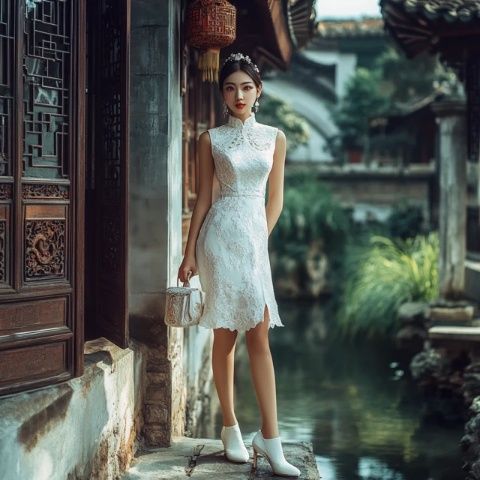 古風(fēng)美女住進西溪畔的中式美宿，一襲旗袍宛如畫中人！