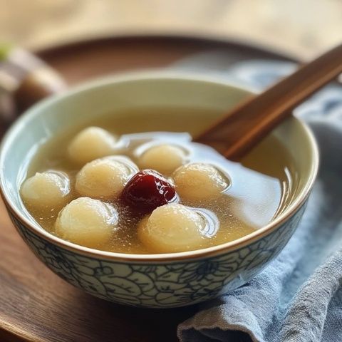 每到夏天，小與特別喜歡喝湯清豆綠的蘇式綠豆湯這款消夏飲品中，加了蒸熟的糯米