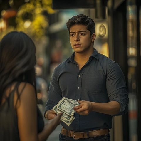 街邊小吃店里，服務(wù)員與顧客起了口角..."再來一碗粉湯，放點(diǎn)牛肉!