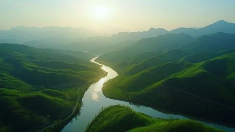 北江，水系遙遠流長，水資源豐富，沿江兩岸，山高淺峰，樹木成林，郁郁忽怱