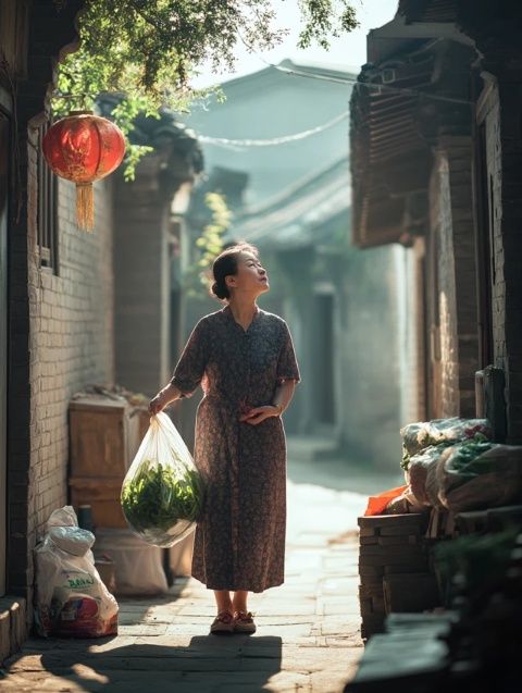 晚照映襯下，斜塘老街：水鄉(xiāng)美景與繁華交相輝映