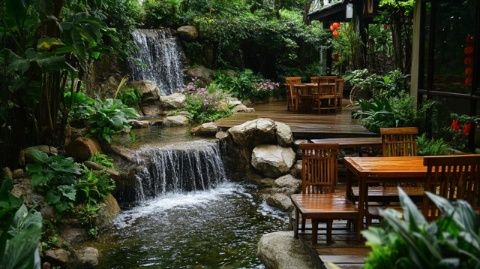 后院花語" 美食餐廳, 一顆閃亮的明珠安靜地坐落在天元區(qū)濱江北路的水邊風(fēng)景里。