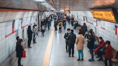今天回到深圳，感覺人潮洶涌,地鐵里人擠成一團