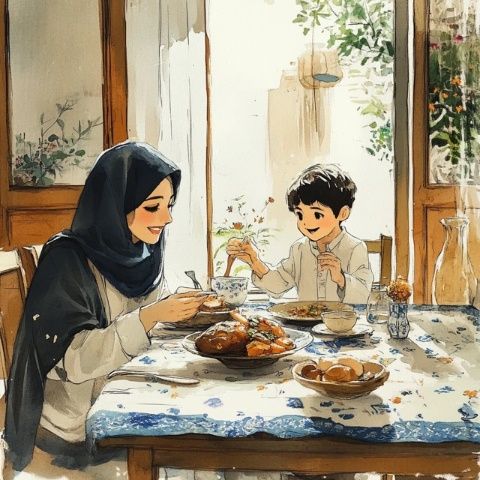 烏蘭察布早餐：奶茶、鮮奶、蒸南瓜與雞蛋白