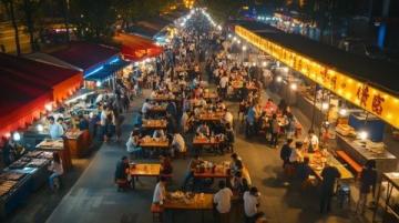 南寧百盛步行街：西關(guān)夜城里美食香氣撲鼻，種類繁多