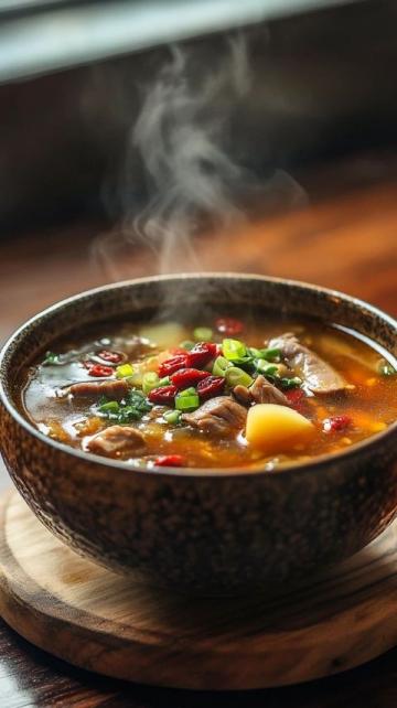 一碗熱氣騰騰、滾燙無比的生燙牛肉粉赫然擺在眼前，那濃郁醇厚的香氣肆意彌漫