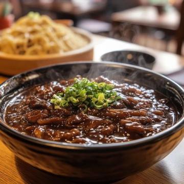 一碗熱氣騰騰、滾燙無比的生燙牛肉粉赫然擺在眼前，那濃郁醇厚的香氣肆意彌漫
