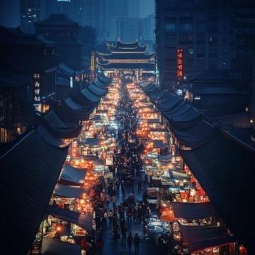 ?？谝故袩狒[程度與其他城市相比不減，周末市場(chǎng)更是生活的一部分。