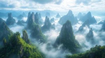 張家界，位于中國湖南省西北部，以其獨特的喀斯特地貌和壯麗的自然風光聞名于世