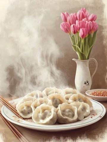 **餃子**是中國傳統(tǒng)美食之一，歷史悠久，寓意吉祥，尤其在春節(jié)期間