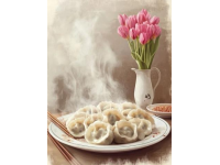 **餃子**是中國(guó)傳統(tǒng)美食之一，歷史悠久，寓意吉祥，尤其在春節(jié)期間