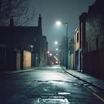 夜晚的街頭，曾經(jīng)的車水馬龍已不復(fù)存在，只剩下孤零零的路燈和寂靜的建筑