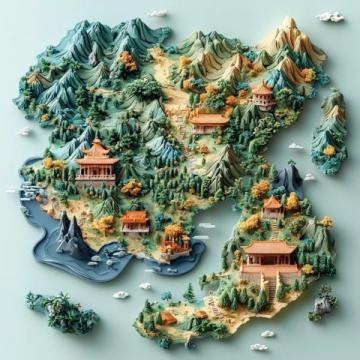 用乒乓球來旅行：中國全國各地的美麗地圖和特色小吃。