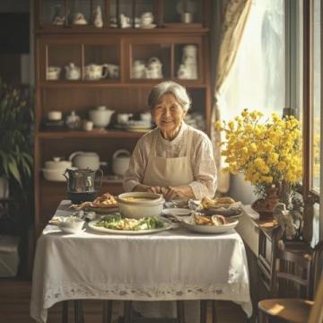 這位大媽已經(jīng)六十七歲，來(lái)自四川的成都，在我們附近美食城干服務(wù)員