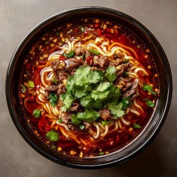 內(nèi)江牛肉面是四川省內(nèi)江市的特色傳統(tǒng)小吃，以其麻辣鮮香、