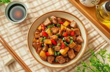 家常美味：紅燒大排、酸甜素白、京醬肉絲素版、爽口炒藕條