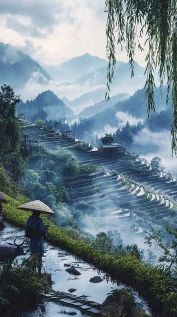清明時節(jié)，細(xì)雨綿綿，萬物復(fù)蘇,田野間果園里，路邊長了許多的鼠曲草