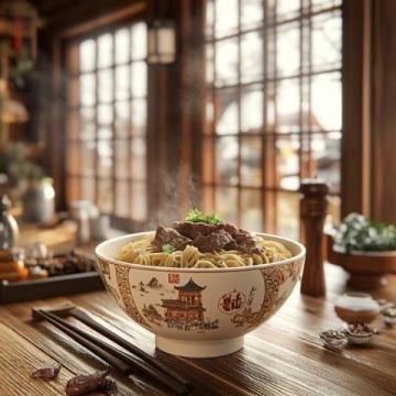 村廚偶遇古驛站，一碗豆角羊肉燜面暖人心