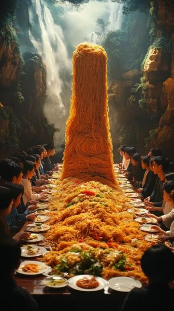 河南農(nóng)村廟會壯觀景象：巨型大鍋菜溫暖鄉(xiāng)愁，鐵鍬作勺引千人圍觀