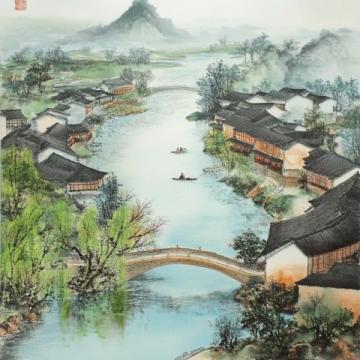 人家盡枕河古宮閑地少水港小橋多(君到姑蘇見，人家盡枕河,古宮閑地少，水港小橋多)
