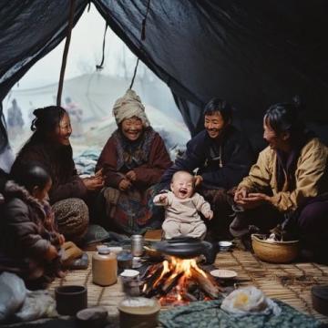 陸毅帶全家人出山露營(yíng)