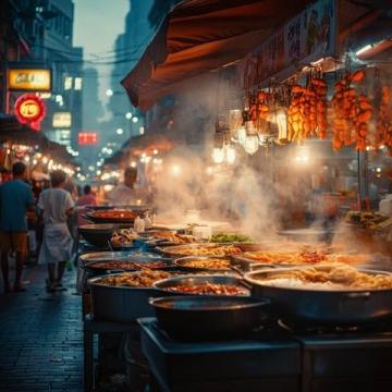 廣州夜景繁華迷人，美食街區(qū)游客如織享特色佳肴