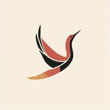 簡潔現(xiàn)代風(fēng)格的Logo設(shè)計:飛翔雀鳥寓意美食探索精神