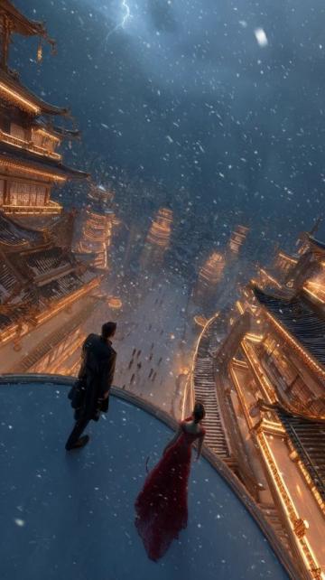 煙臺招遠，冬至將至，入冬之后的兩場降雪，路邊的菊花傲視風(fēng)雪的姿態(tài)。