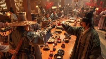 紅樓夢第四十一回：劉姥姥與林黛玉、司馬相如等人一同用餐時飲酒。