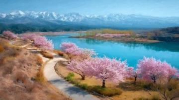 桃花湖度假水域風(fēng)光，風(fēng)格文案任你挑選