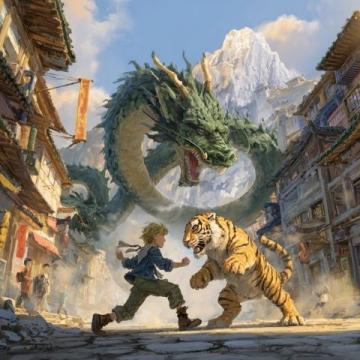 清朝姚墅鄉(xiāng)民在山上突遇老虎，虎一個(gè)劍步撲倒了他，利爪抓傷臉頰血流不止