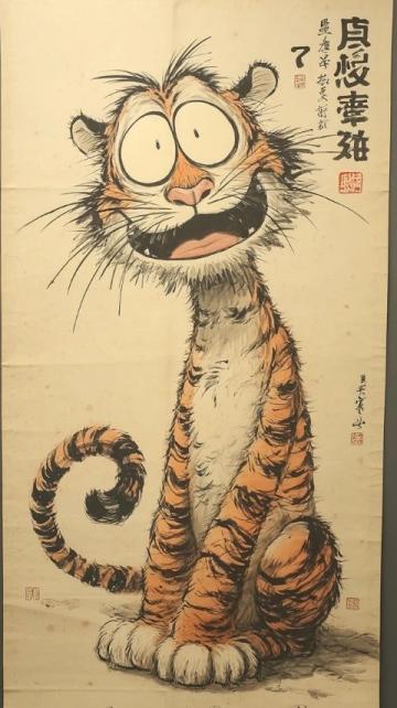 清朝姚墅鄉(xiāng)民在山上突遇老虎，虎一個(gè)劍步撲倒了他，利爪抓傷臉頰血流不止