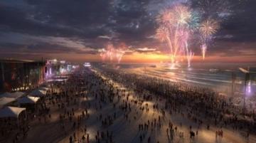 2025年跨年夜 海濱成熱門聚集地 年輕人盡情暢歌。